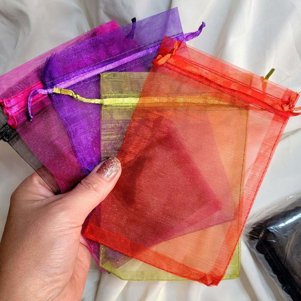 100 Pieces Sheer Organza Gift Bags with Drawstring, 5x6 Inch Jewelry Pouches